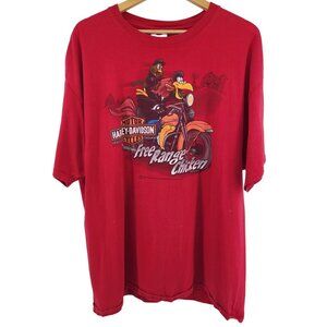 Harley-Davidson Red Graphic T-Shirt 2XL Free Range Chicken Made In Honduras